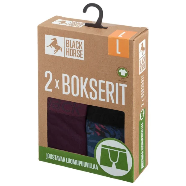 Puuvillabokserit 2 kpl pkt Black Horse Wine Blue Dusk 2